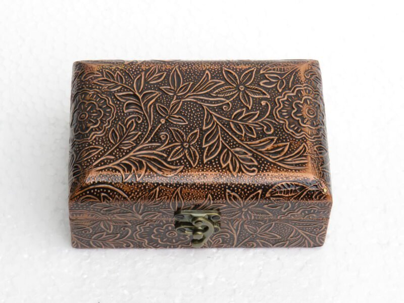 WPE253 (2) Woodino Woodino Copper Covered Jewellery Box – 6x4 Inch Handmade Oxidised Organizer with Lock