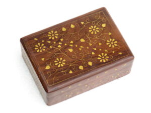 Woodino Sheesham Wood Jewellery Box – Carving & Brass Inlay Handcrafted Organizer