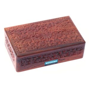 Sheesham Wood Jewellery Box  – Full Carved Kashmiri Design Handcrafted Storage Organizer (8x5 Inch)