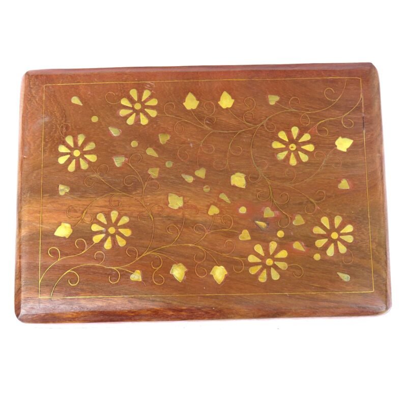 WPE316 (3) Woodino Woodino Sheesham Wood Jewellery Box – Carving & Brass Inlay Handcrafted Organizer
