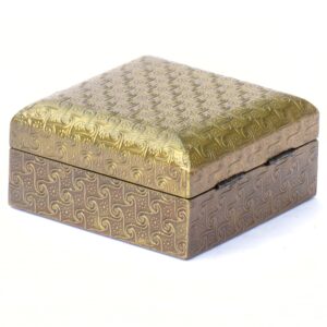 Woodino MDF Jewellery Box – Copper Metal Covered Storage Box | Handmade Decorative Gift Box, Keepsake Organizer (4x4 Inch)