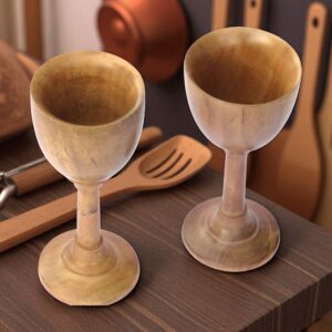 Handmade Wooden Wine Glasses – Eco-Friendly Sheesham & Acacia Wood Bar Drinkware Set (2.5 x 6 Inch)
