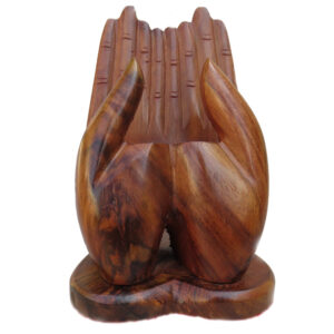 Wooden Handmade Mobile Stand – Hand Shape Cell Phone Holder for Home & Office Desk Organizer