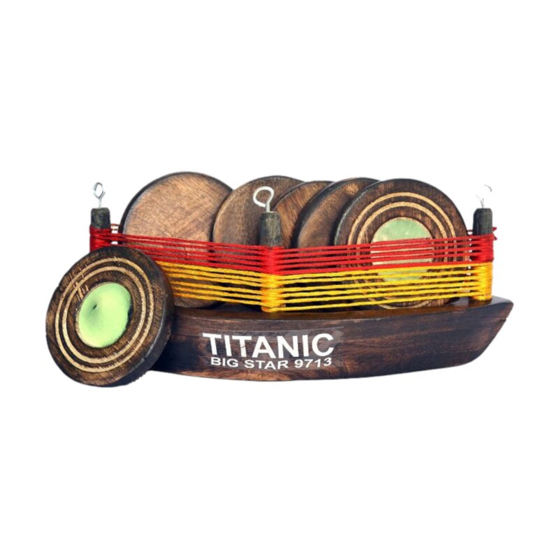 Woodino Woodino Wooden Coaster Set – 6 Round Coasters with Boat Shaped Holder Stand (Ocean Sail Distress Finish)