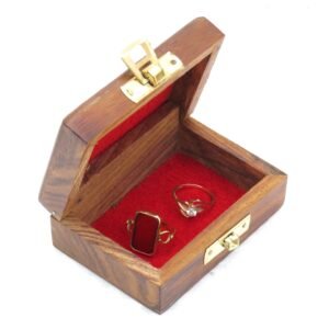 Handmade Sheesham Wood Jewellery Box – Brass Inlay Floral Pattern Small Antique Gift Box 3.5x2.5 Inch