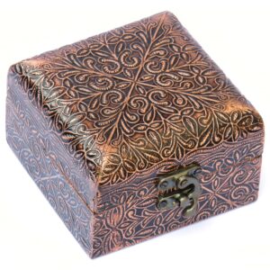 Woodino MDF Jewellery Box – Copper Metal Covered Storage Box | Handmade Decorative Gift Box, Keepsake Organizer (4x4 Inch)