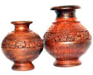 Wooden Flower Vase Wooden carving Flower Pot for Home Decorative Items Wooden vases for Home Decor Set of 2