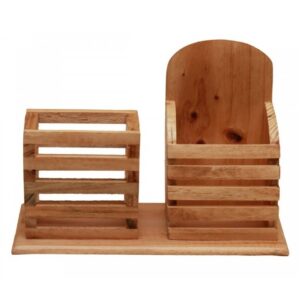 Desk Organizer with Pen Stand, Mobile Holder – Wooden Office Table Storage