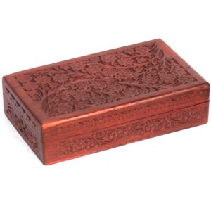 Sheesham Wood Jewellery Box –  Kashmiri Carving Handcrafted Keepsake & Gift Box (10x6 Inch)