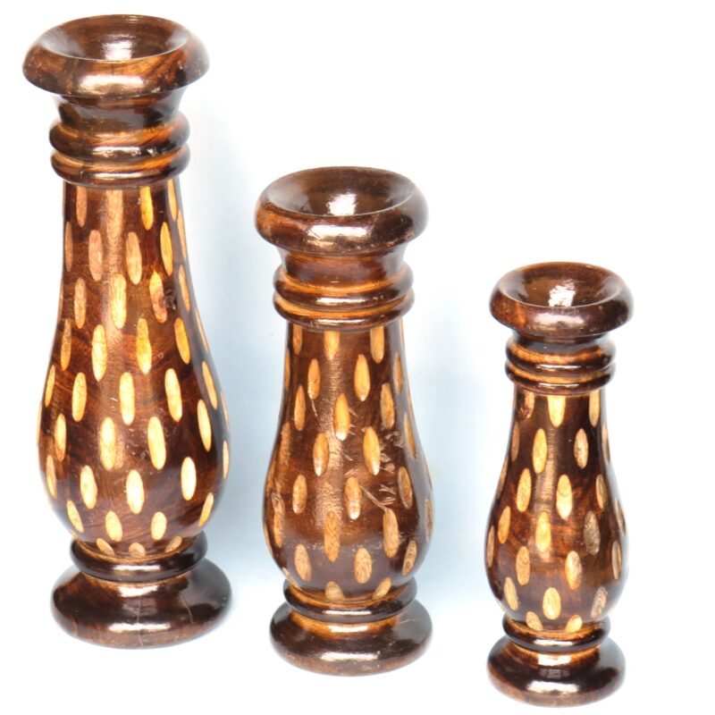 Woodino Wooden Flower Vase Wooden carving Flower Pot for Home Decorative Items Wooden vases for Home Decor