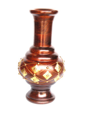 Wooden Flower Vase Wooden brass inlay work on Flower Pot for Home Decorative Items Wooden vases for Home Decor