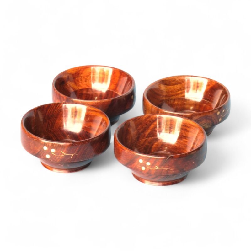 WPE646 (2)-Photoroom Woodino Sheesham Wood Brass Inlay Bowls – 4x2 Inch Handcrafted Wooden Serving Bowls for Snacks, Dry Fruits & Cookies