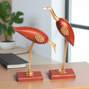 Wooden Swan Love Birds Showpiece – Handcrafted Pair of Birds for Home Décor & Gifting