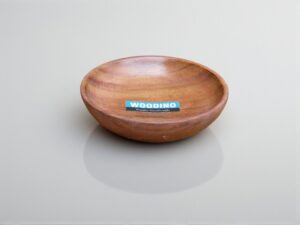 Woodino Small Sheesham Wood Sauce Plate – 4" Round Wooden Platter for Sauce, Dips | Mini Plate for Restaurants & Hotels