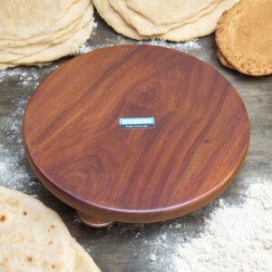 Woodino Pure Sheesham Wood Chakla Round Rolling Board for Roti | Big Size Wooden Pata / Patla Rolling Board for Kitchen (12")