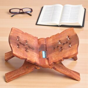 Woodino Sheesham Wood Foldable Book Stand | Handcrafted Rehal (13 Inch)