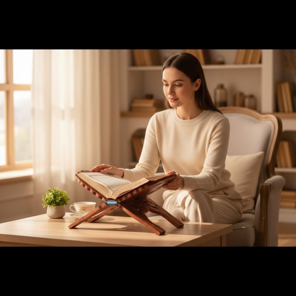 Folding Rehal – Handcrafted Wooden Book Stand For Holy Books