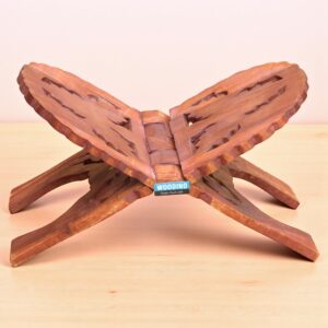 Woodino Sheesham Wood Foldable Book Stand | Handcrafted Rehal (15x8 inch)