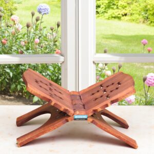 Woodino Sheesham Wood Foldable Book Stand | Handcrafted Rehal (15x8 inch)