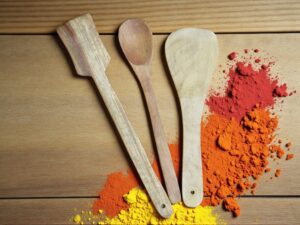 Woodino Natural Wooden Spoon Set – Handcrafted Cooking & Serving Spoons for Nonstick Cookware | Kitchen Utensils Set of 3 (SIZE 12 X 3 ) .