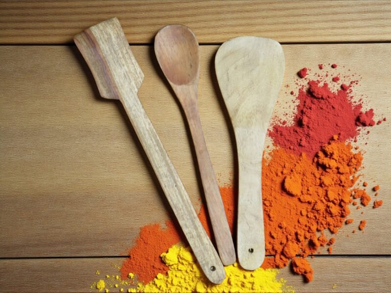 Woodino Woodino Natural Wooden Spoon Set – Handcrafted Cooking & Serving Spoons for Nonstick Cookware | Kitchen Utensils Set of 3 (SIZE 12 X 3 ) .