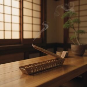 Sheesham Wood & Brass Agarbatti Holder – Dhoop & Incense Stick Stand Beautiful carving work box holder .