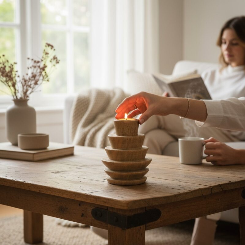 Woodino Sheesham Wood & Brass Agarbatti Holder – Dhoop & Incense Stick Stand Beautiful holder .