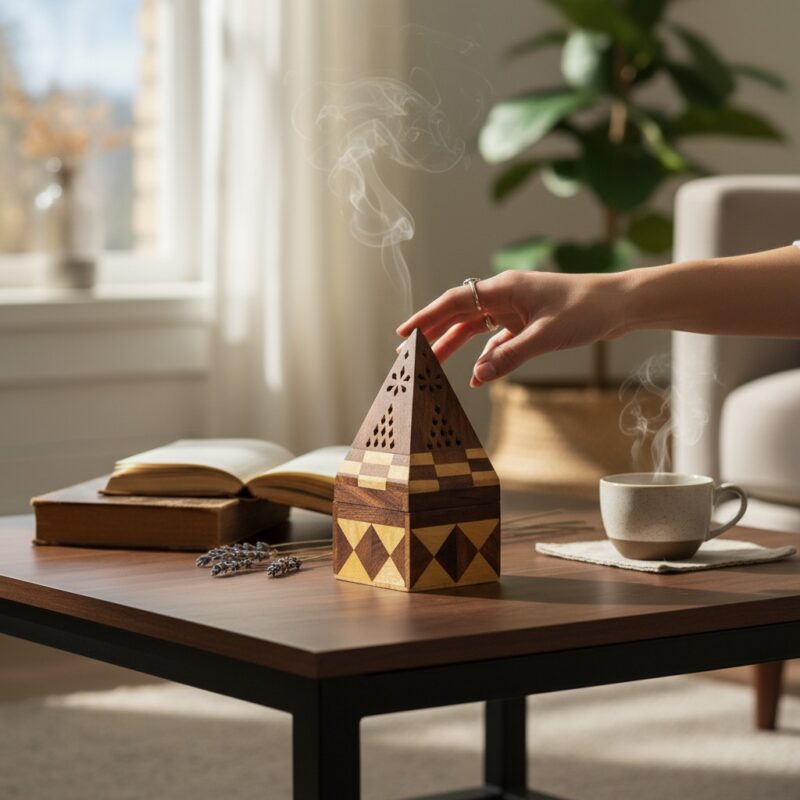 Woodino Sheesham Wood Agarbatti Holder – Dhoop & Incense Stick Stand Beautiful carving work box holder .