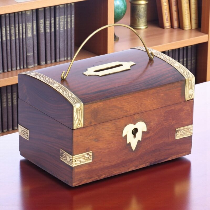 Woodino Sheesham Wooden Money Bank | Handmade Piggy Bank | Wooden Coin Box Organizer