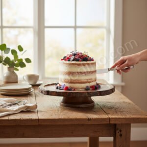 Woodino Mango Wood Bark Cake Stand (12 Inch)