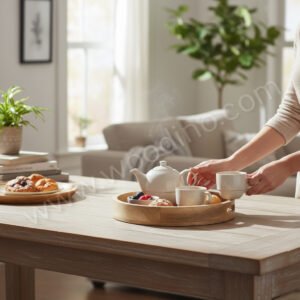 Woodino Mango Wood Round Serving Tray (12 Inch)