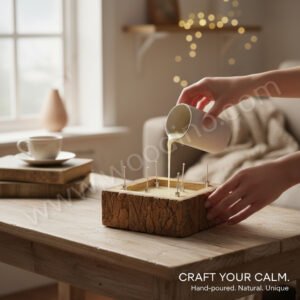 Woodino Mango Wood Logs Wax Holder (4x2 Inch)