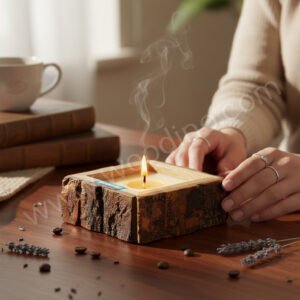 Woodino Mango Wood Logs Wax Holder (4x2 Inch)