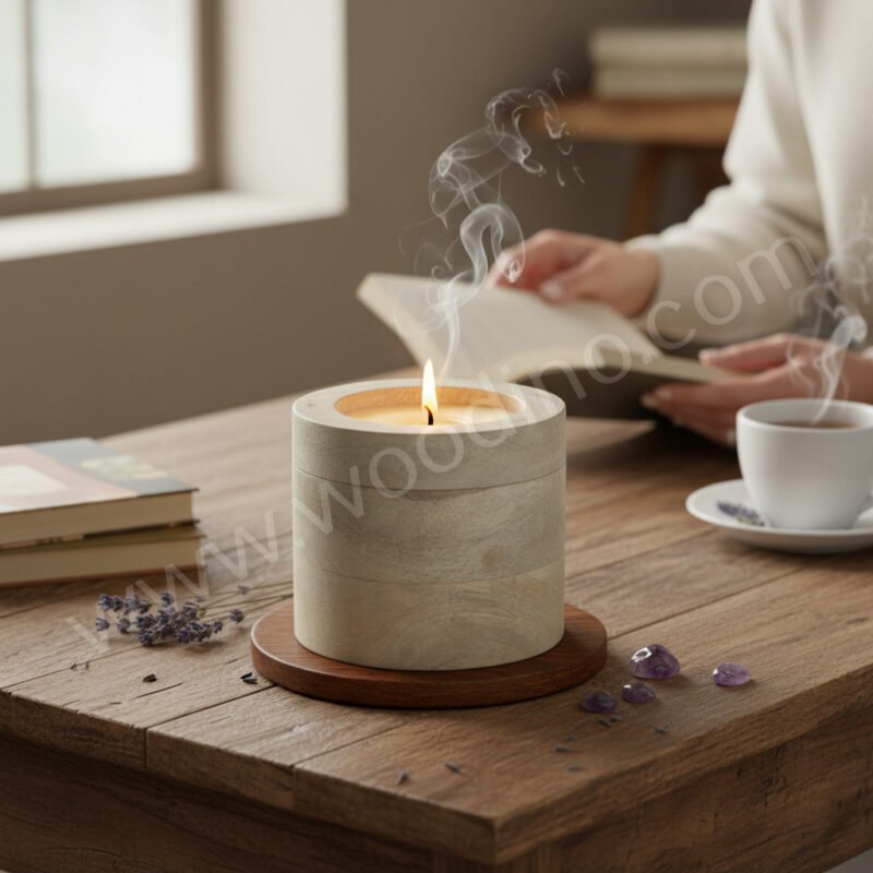 Woodino Woodino Mango Wood Cylindrical Wax Jar (4 Inch)