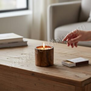 Woodino Mango Wood Vintage Burning Wax Jar (4 Inch)