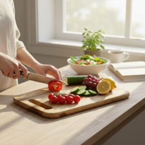 Woodino Wooden Teak Wood Solid Chopping Board / Cutting Board (15 × 10 Inch)