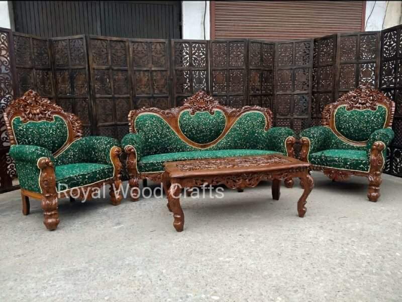 Woodino Heart shape carved sofa set