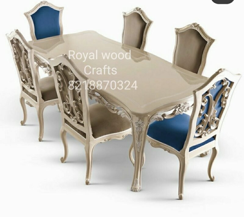 RWC-DT-10033.jpg Woodino Classy Off White & Silver Dining Set for 6 RWC DT 10033