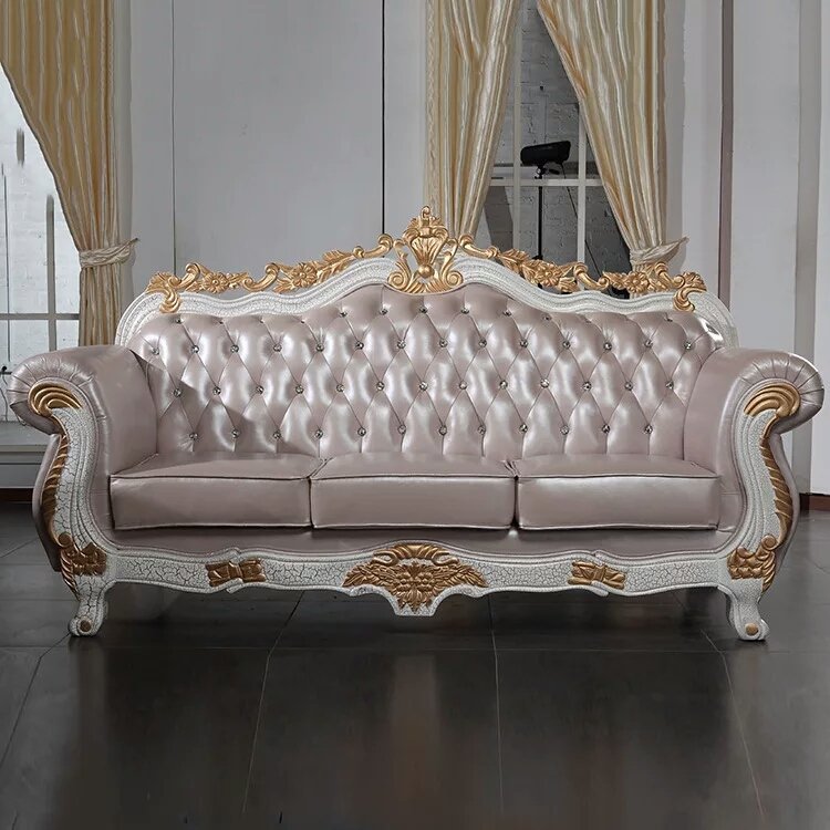 RWC-SF-10010-1.jpg Woodino White Finish Sofa Set with Antique Style SF 10010