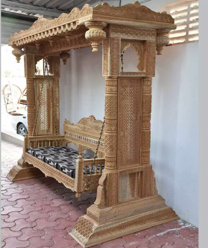 RWC-SW-1007-1.jpg Woodino Hand-Carved Wooden Jhoola Indoor RWC SW 1007